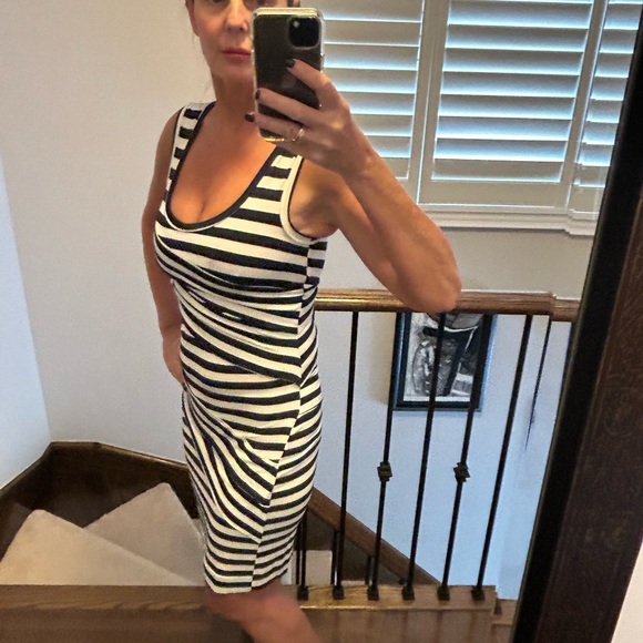 Artelier Nicole Miller USA made fitted dark navy blue/white dress - Picture 12 of 12